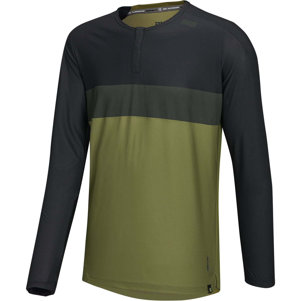 Flow XTG Long Sleeve Henley olive-schwarz