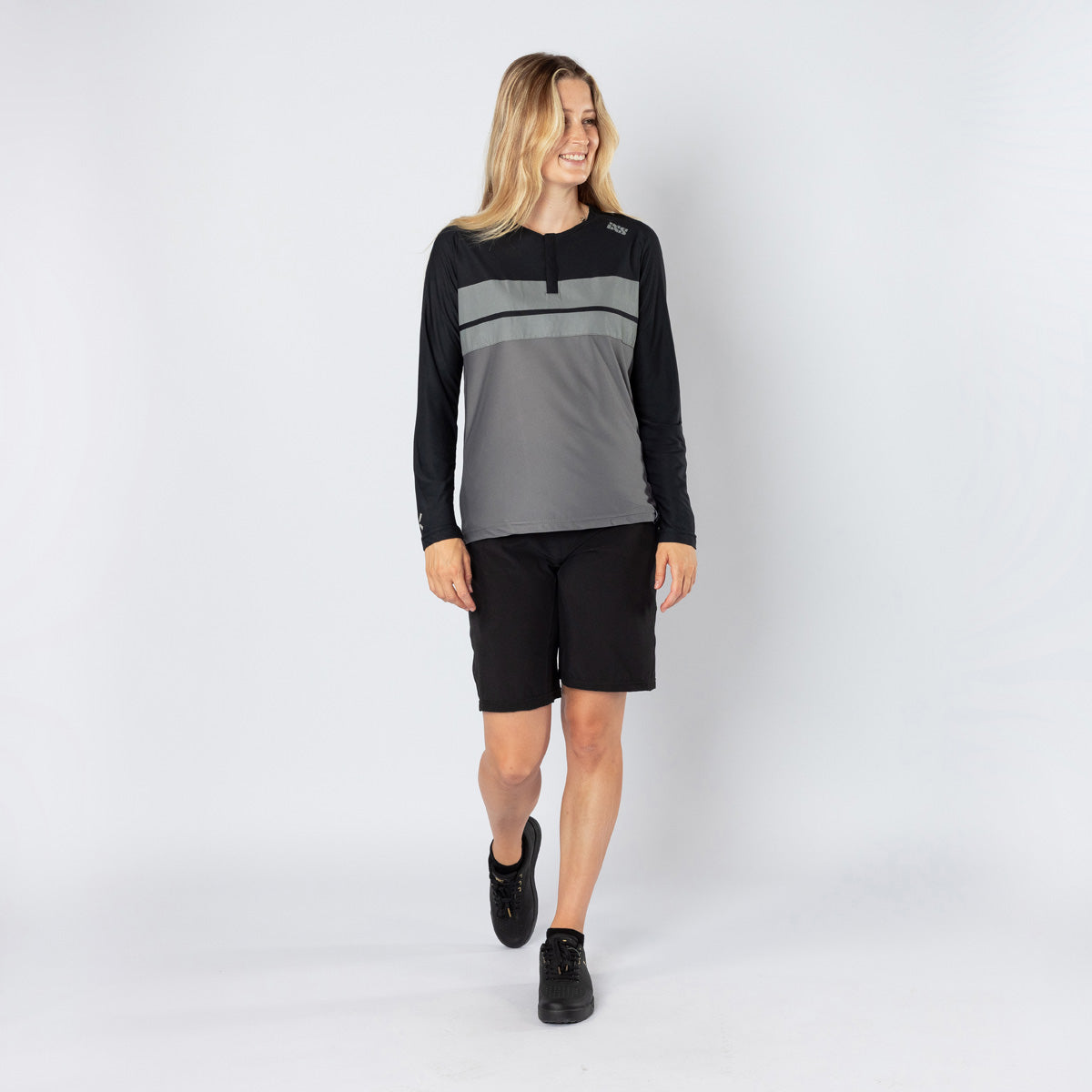 Damen Flow Lite 1.0 Henley schwarz-graphit