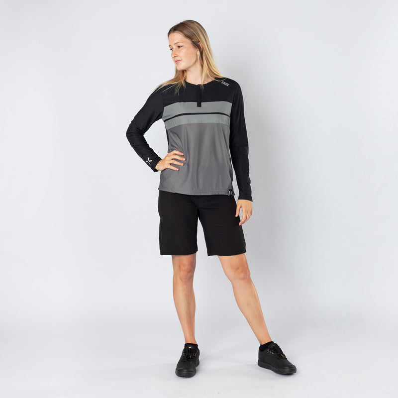 Damen Flow Lite 1.0 Henley schwarz-graphit