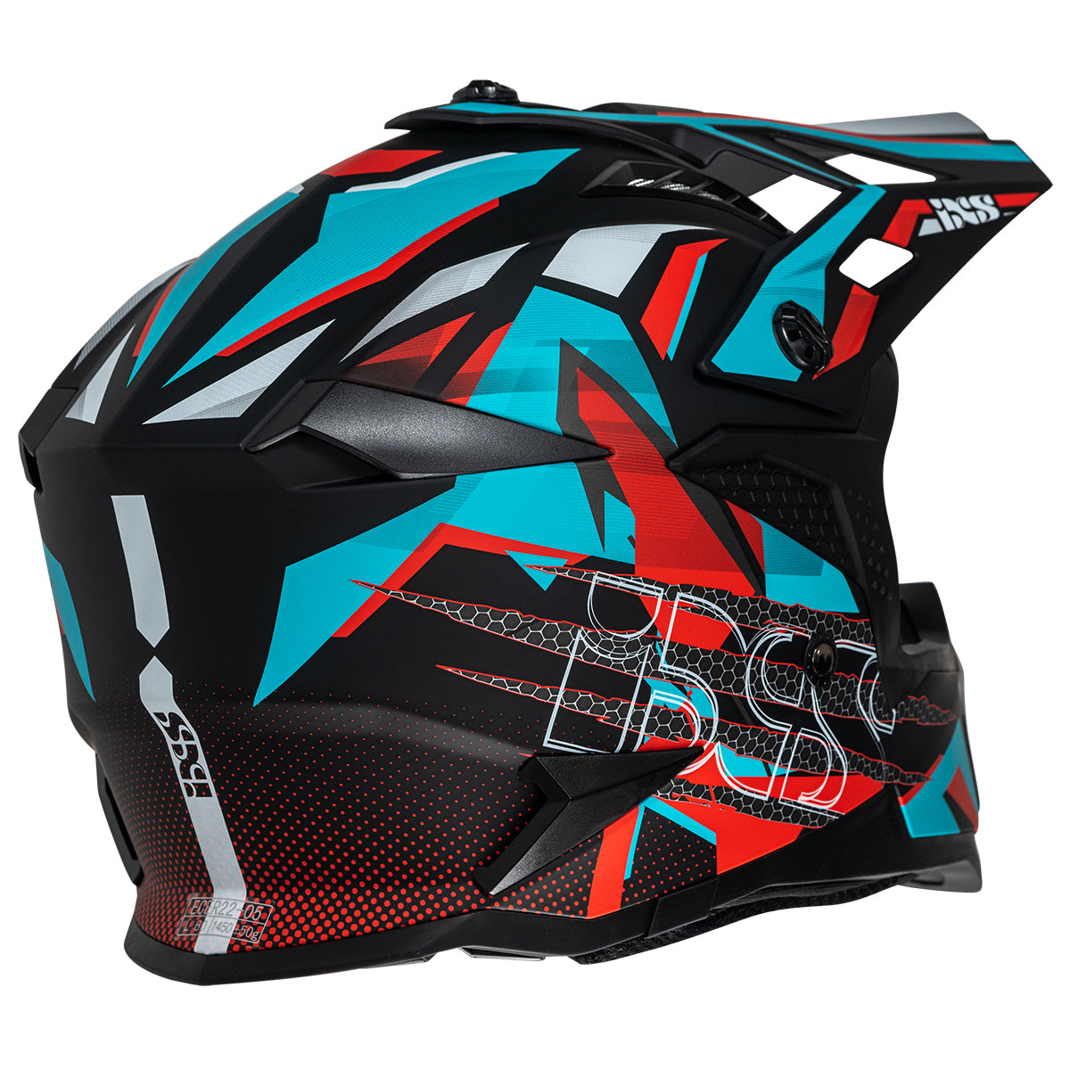Motocross Helm iXS363 2.0 schwarz matt-petrol-rot