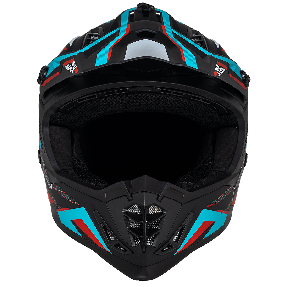 Motocross Helm iXS363 2.0 schwarz matt-petrol-rot