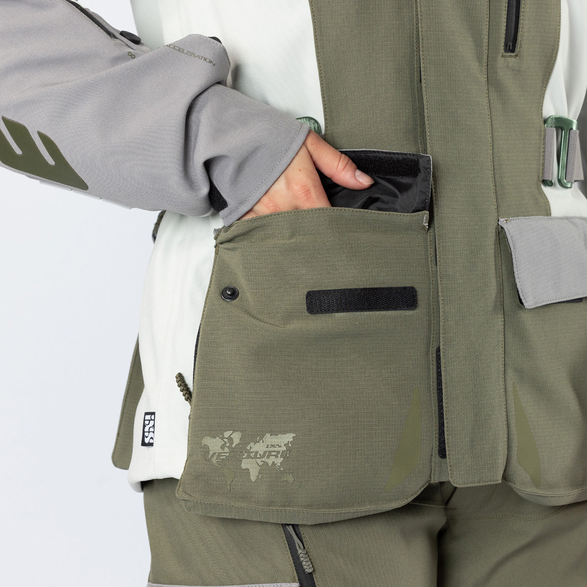 Damen Venture-STX 1.0 Laminatjacke hellgrau-oliv