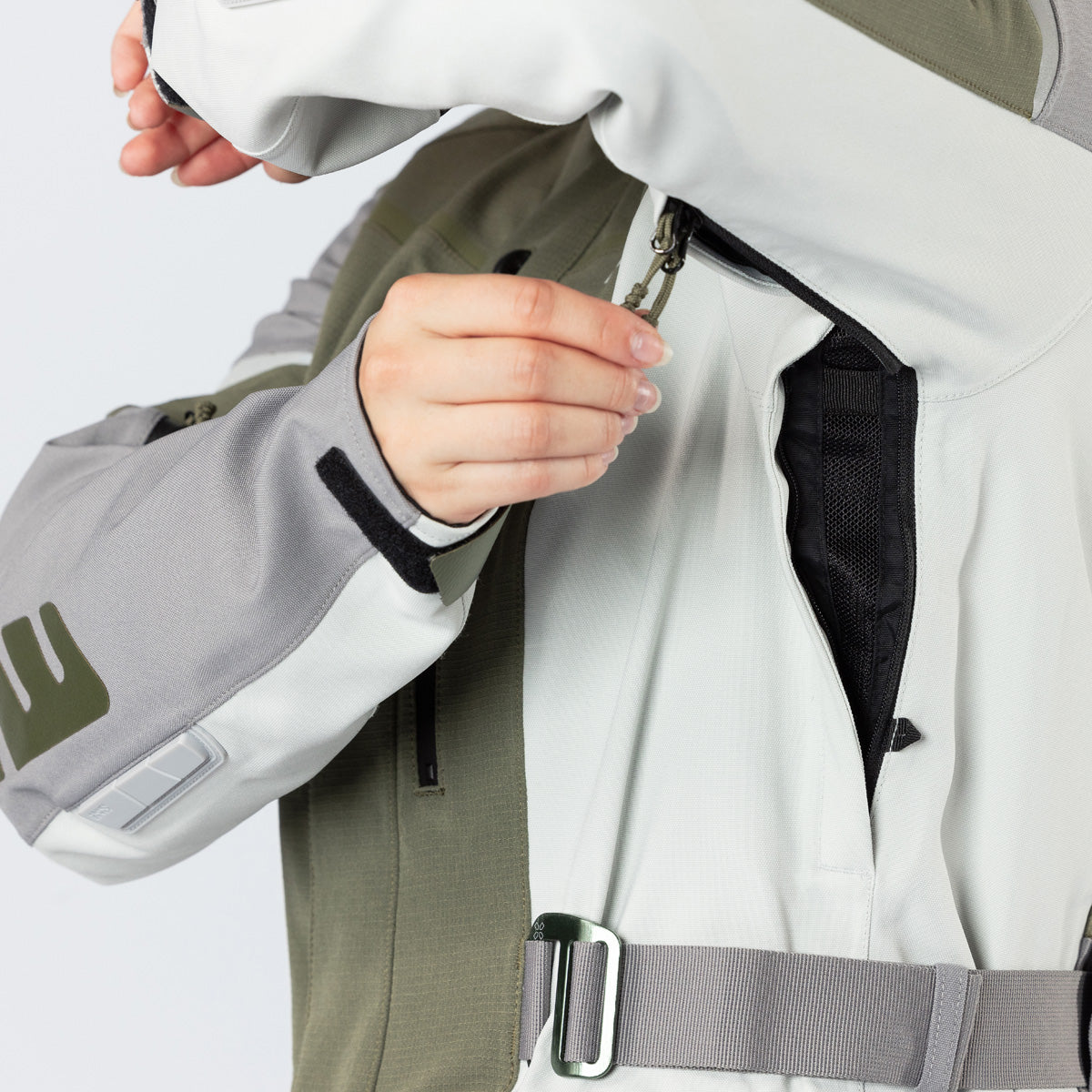 Damen Venture-STX 1.0 Laminatjacke hellgrau-oliv