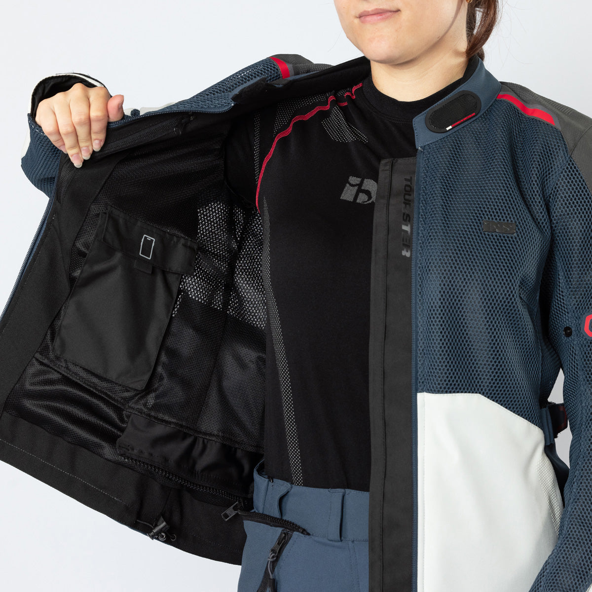 Damen Tourster-BigAir 1.0 Jacke hellgrau-blau-rot