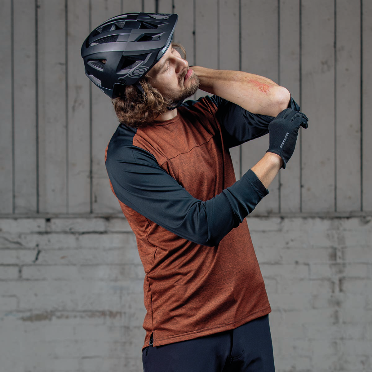 Flow X long sleeve Jersey burnt orange-solid schwarz