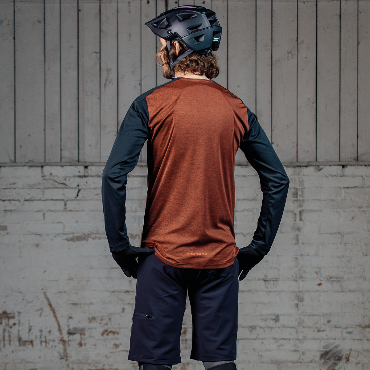 Flow X long sleeve Jersey burnt orange-solid schwarz