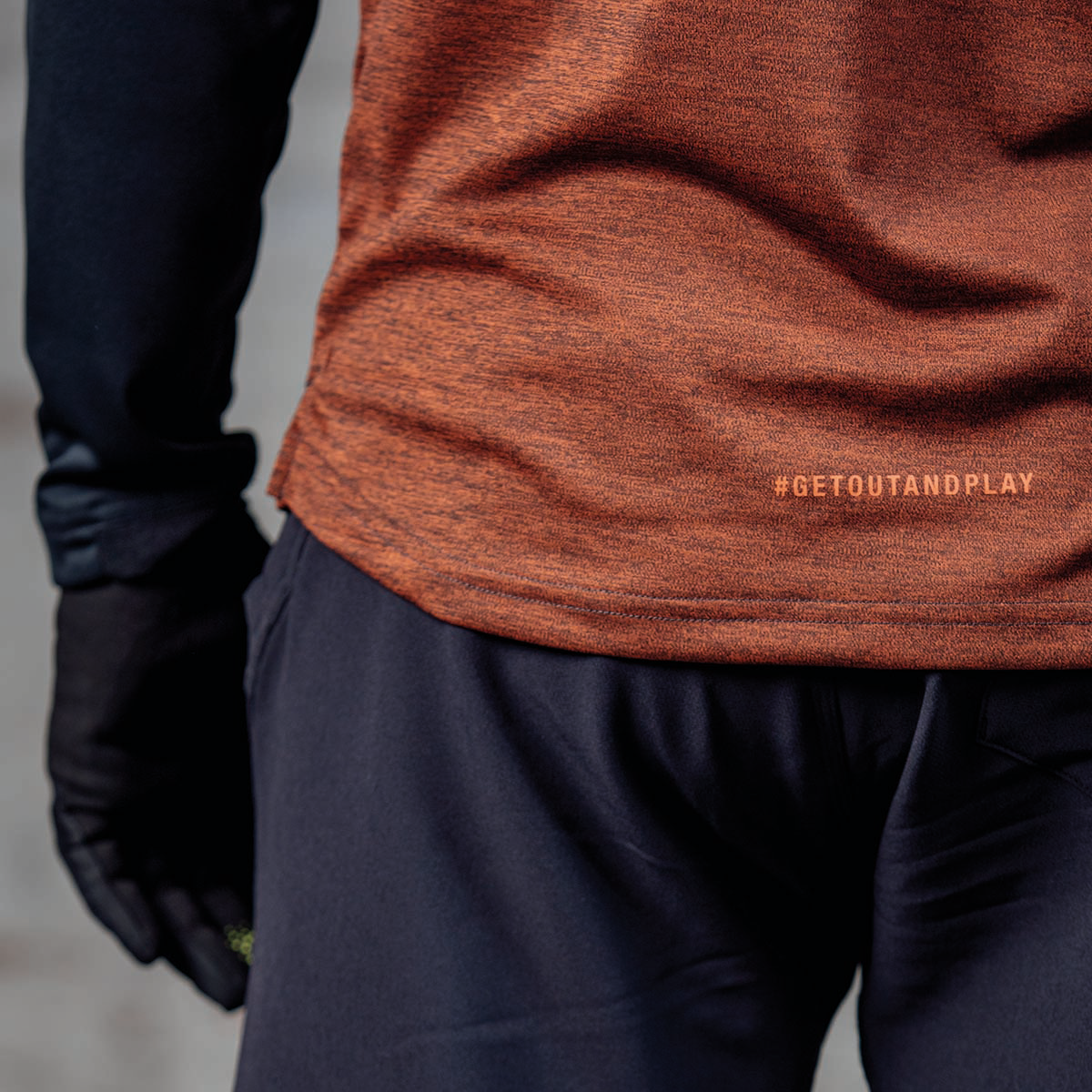 Flow X long sleeve Jersey burnt orange-solid schwarz
