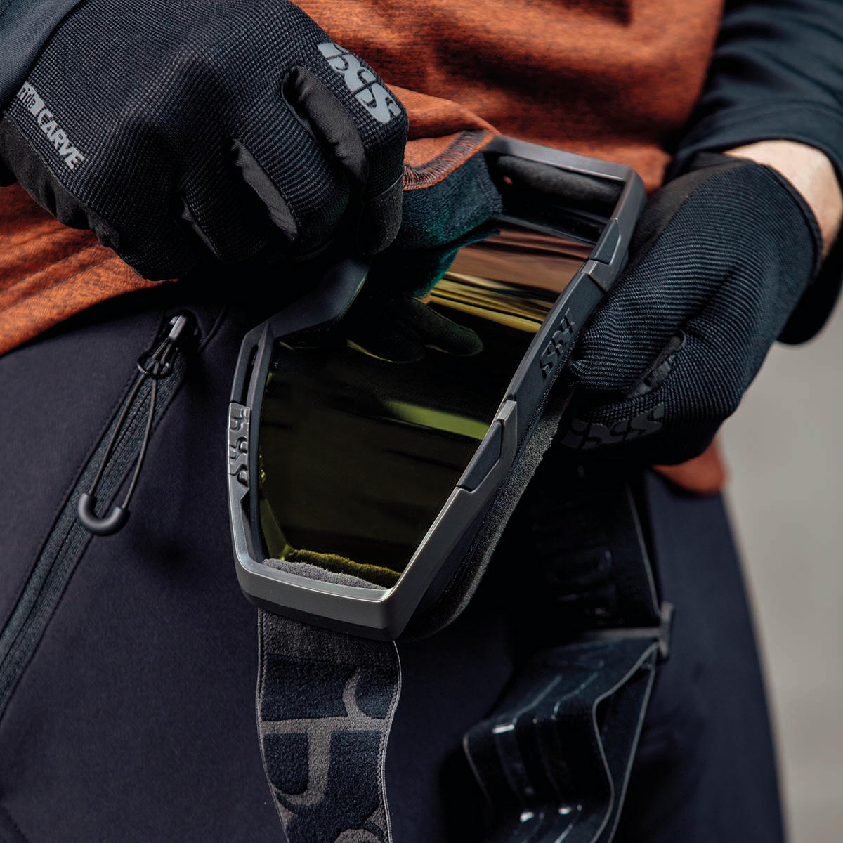 Flow X long sleeve Jersey burnt orange-solid schwarz