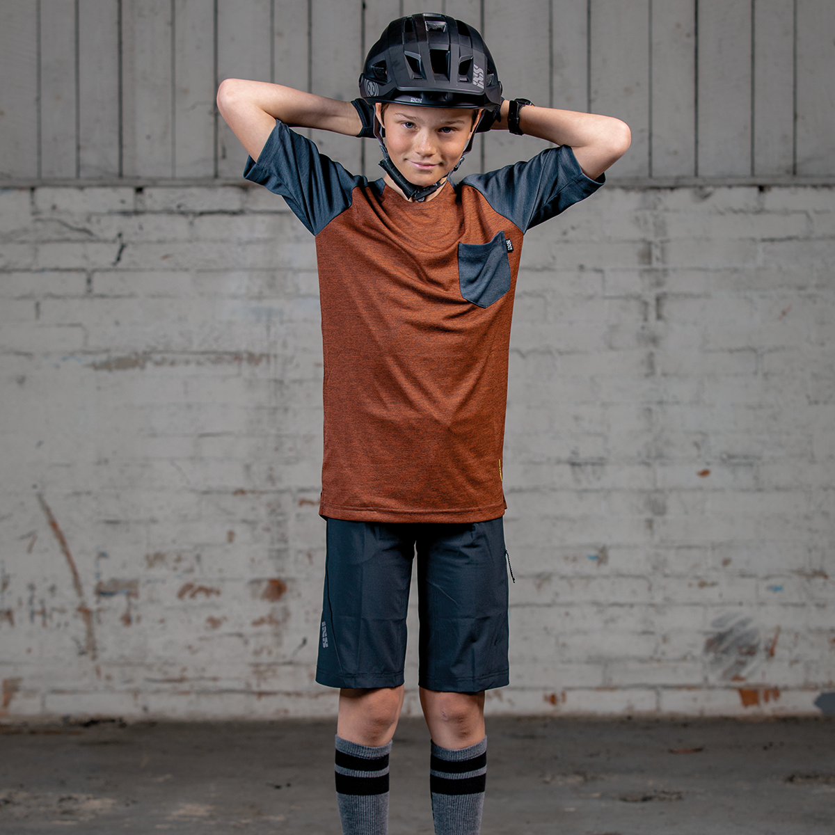 Flow X Kids Jersey burnt orange-schwarz