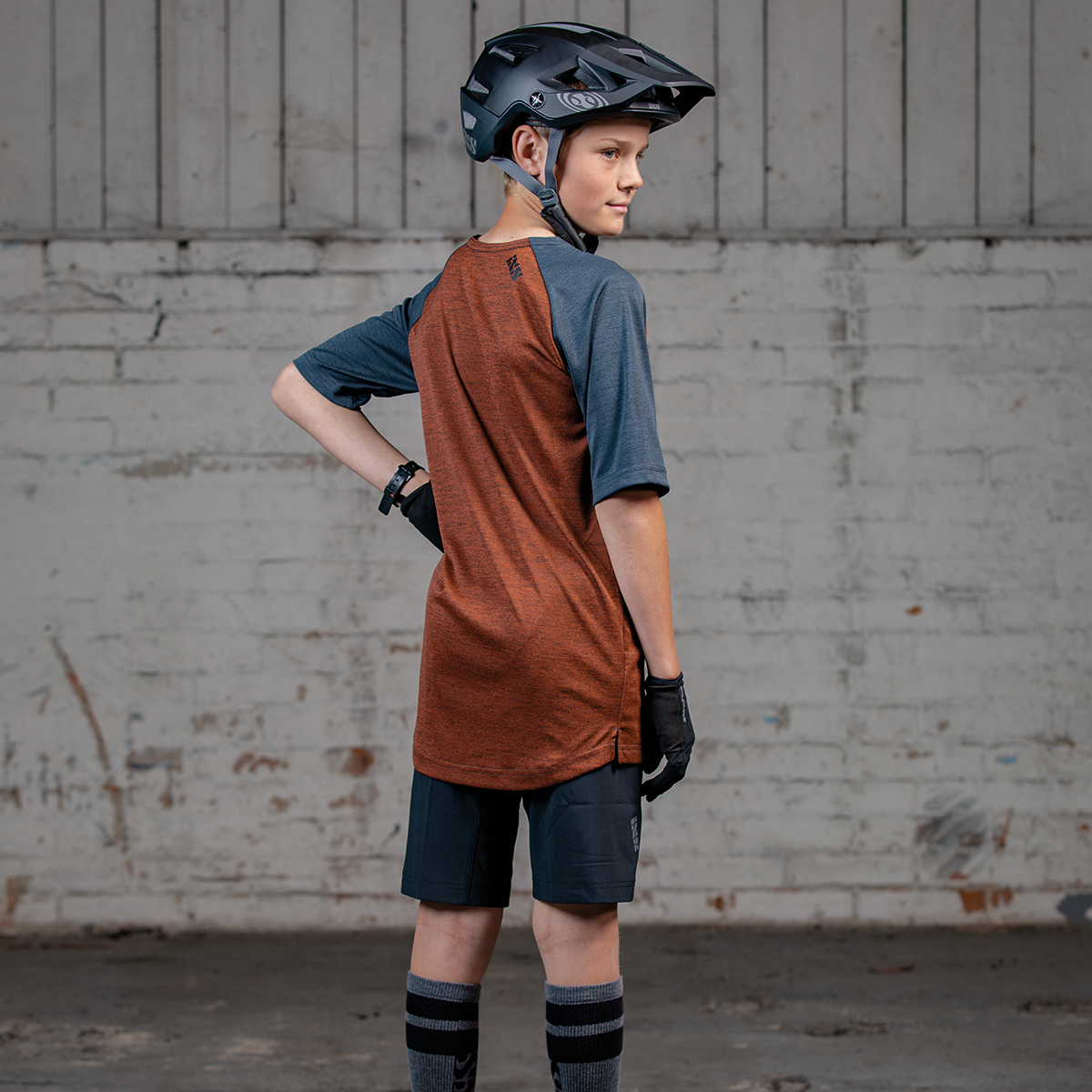 Flow X Kids Jersey burnt orange-schwarz
