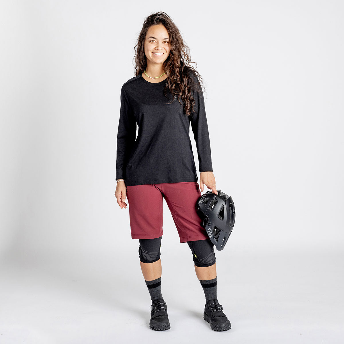 Damen Flow Merino Langarm Jersey schwarz