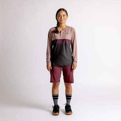 Women's Flow XTG Long Sleeve Henley anthrazit-raisin