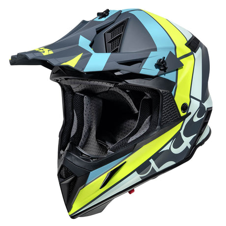 Motocrosshelm iXS189 2.0 blau matt-limette