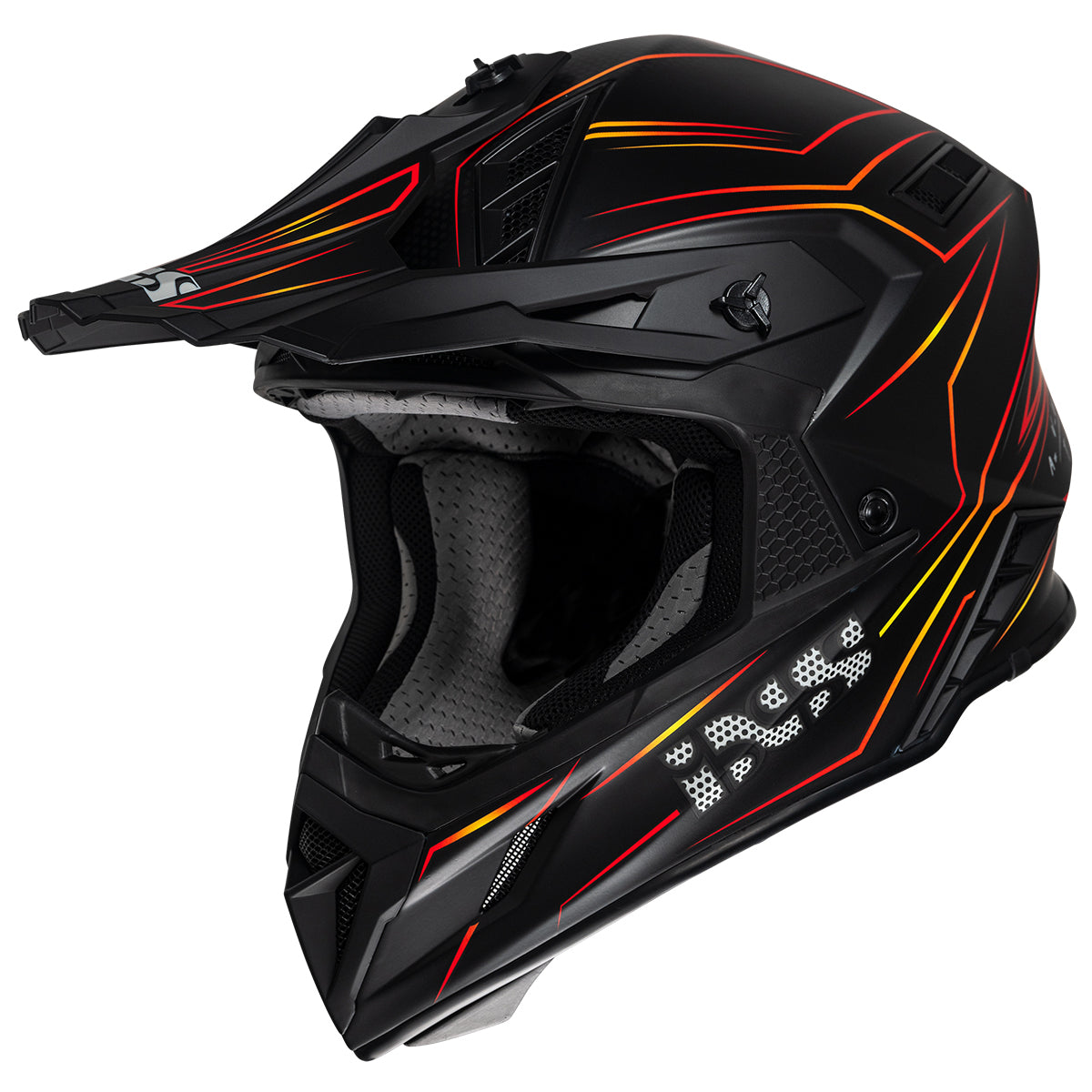 Casco da motocross iXS189FG nero opaco-rosso