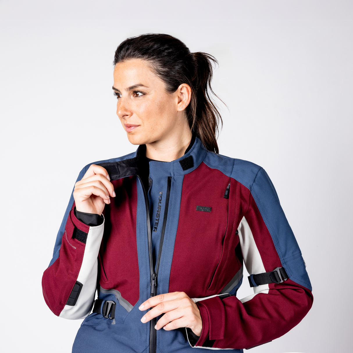 iXS-Damen Tourster-STX 1.0 Laminatjacke - weinrot-blau-cool grey-18