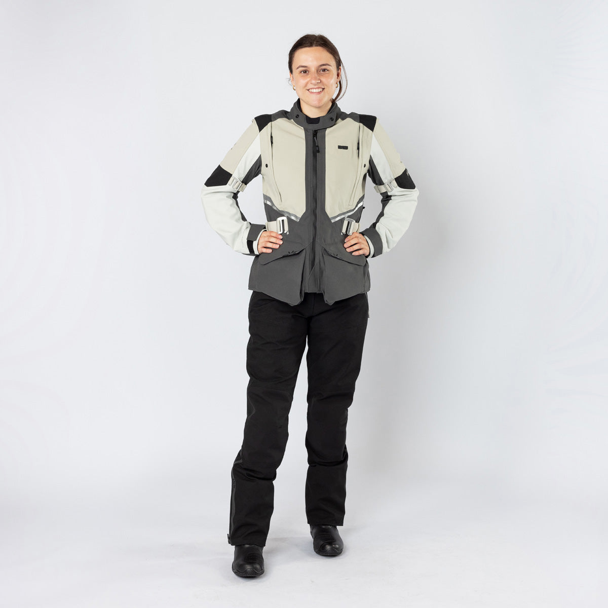 Damen Tourster-STX 1.0 Laminatjacke steingrau-dunkelgrau-schwarz