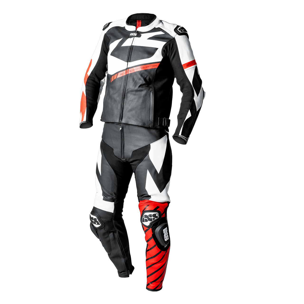 Ace 1.0 two-piece leather suit - black-white-red – iXS.com